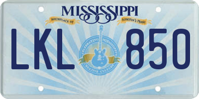 MS license plate LKL850