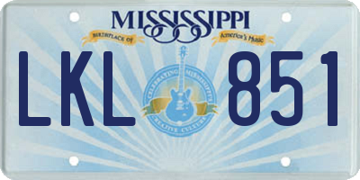 MS license plate LKL851