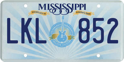 MS license plate LKL852