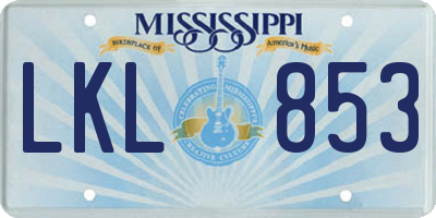 MS license plate LKL853
