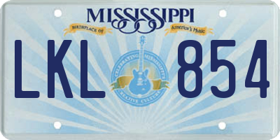 MS license plate LKL854