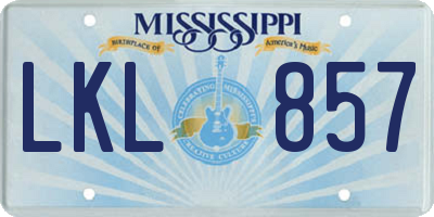MS license plate LKL857