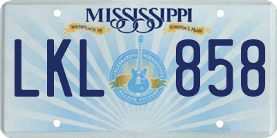 MS license plate LKL858