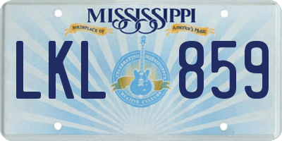 MS license plate LKL859