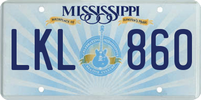 MS license plate LKL860