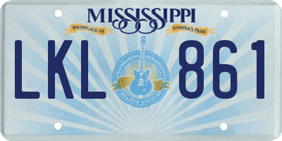 MS license plate LKL861