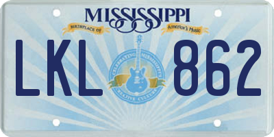 MS license plate LKL862