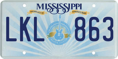 MS license plate LKL863