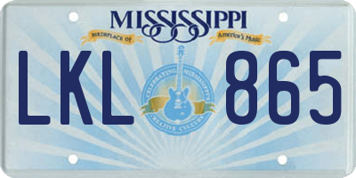 MS license plate LKL865