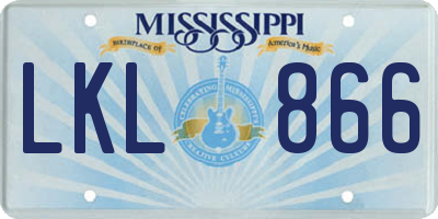 MS license plate LKL866