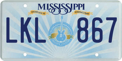 MS license plate LKL867