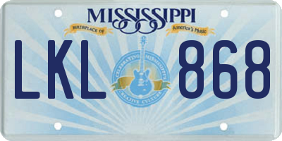 MS license plate LKL868