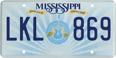 MS license plate LKL869
