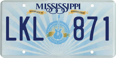 MS license plate LKL871