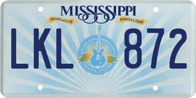 MS license plate LKL872