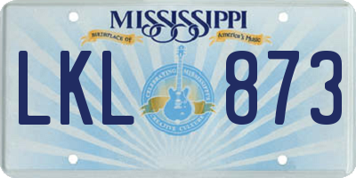 MS license plate LKL873