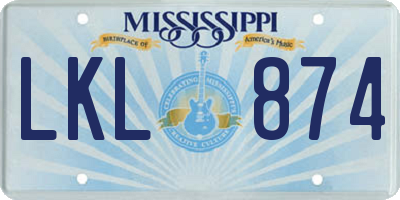 MS license plate LKL874