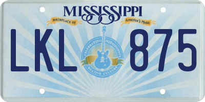 MS license plate LKL875