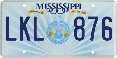 MS license plate LKL876