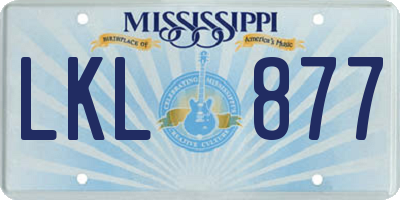 MS license plate LKL877
