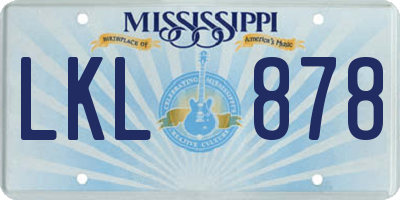 MS license plate LKL878