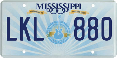MS license plate LKL880
