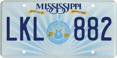 MS license plate LKL882