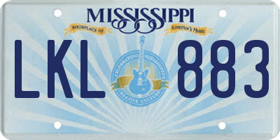 MS license plate LKL883