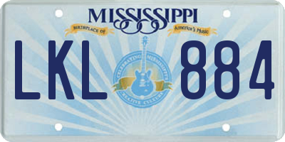 MS license plate LKL884