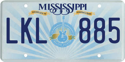 MS license plate LKL885