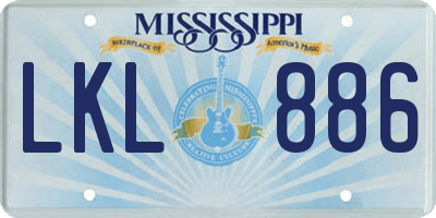 MS license plate LKL886