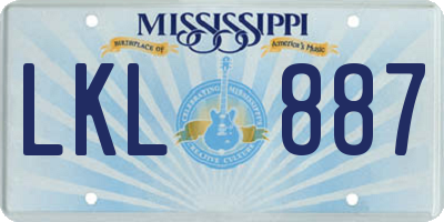MS license plate LKL887