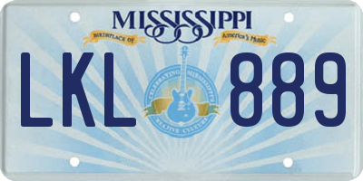 MS license plate LKL889