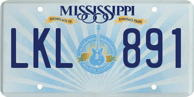 MS license plate LKL891