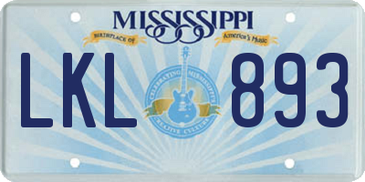 MS license plate LKL893