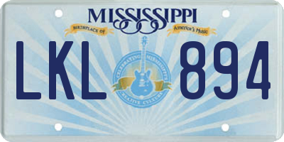 MS license plate LKL894