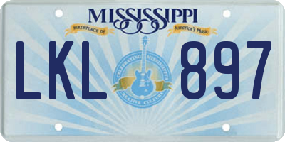 MS license plate LKL897