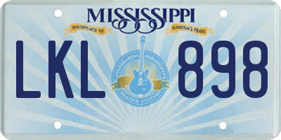 MS license plate LKL898