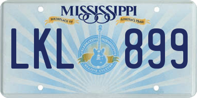 MS license plate LKL899