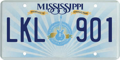 MS license plate LKL901