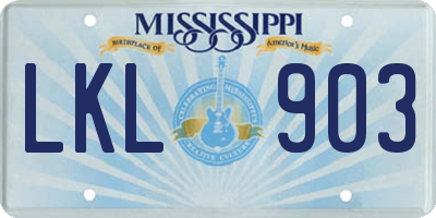 MS license plate LKL903