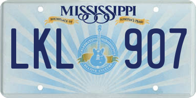 MS license plate LKL907