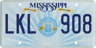 MS license plate LKL908