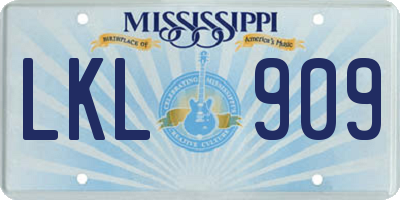 MS license plate LKL909