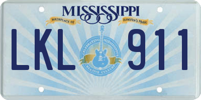 MS license plate LKL911