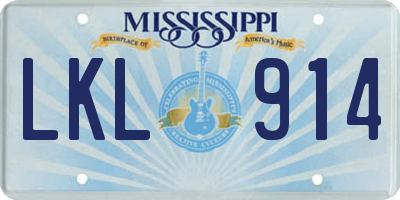 MS license plate LKL914