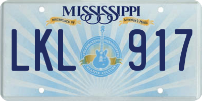 MS license plate LKL917
