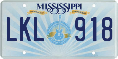 MS license plate LKL918