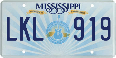 MS license plate LKL919
