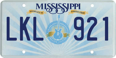 MS license plate LKL921